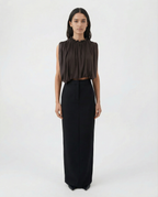 Emma Wool Silk Black Maxi Skirt