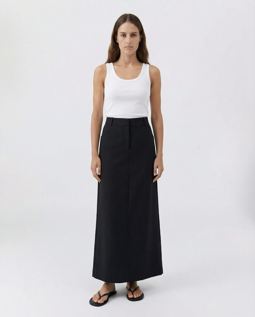 Emma Wool Silk Navy Maxi Skirt