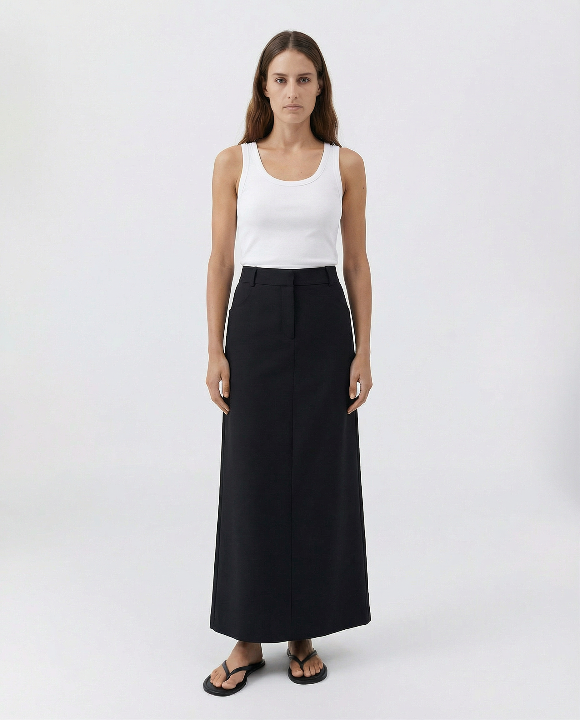 Emma Wool Silk Navy Maxi Skirt