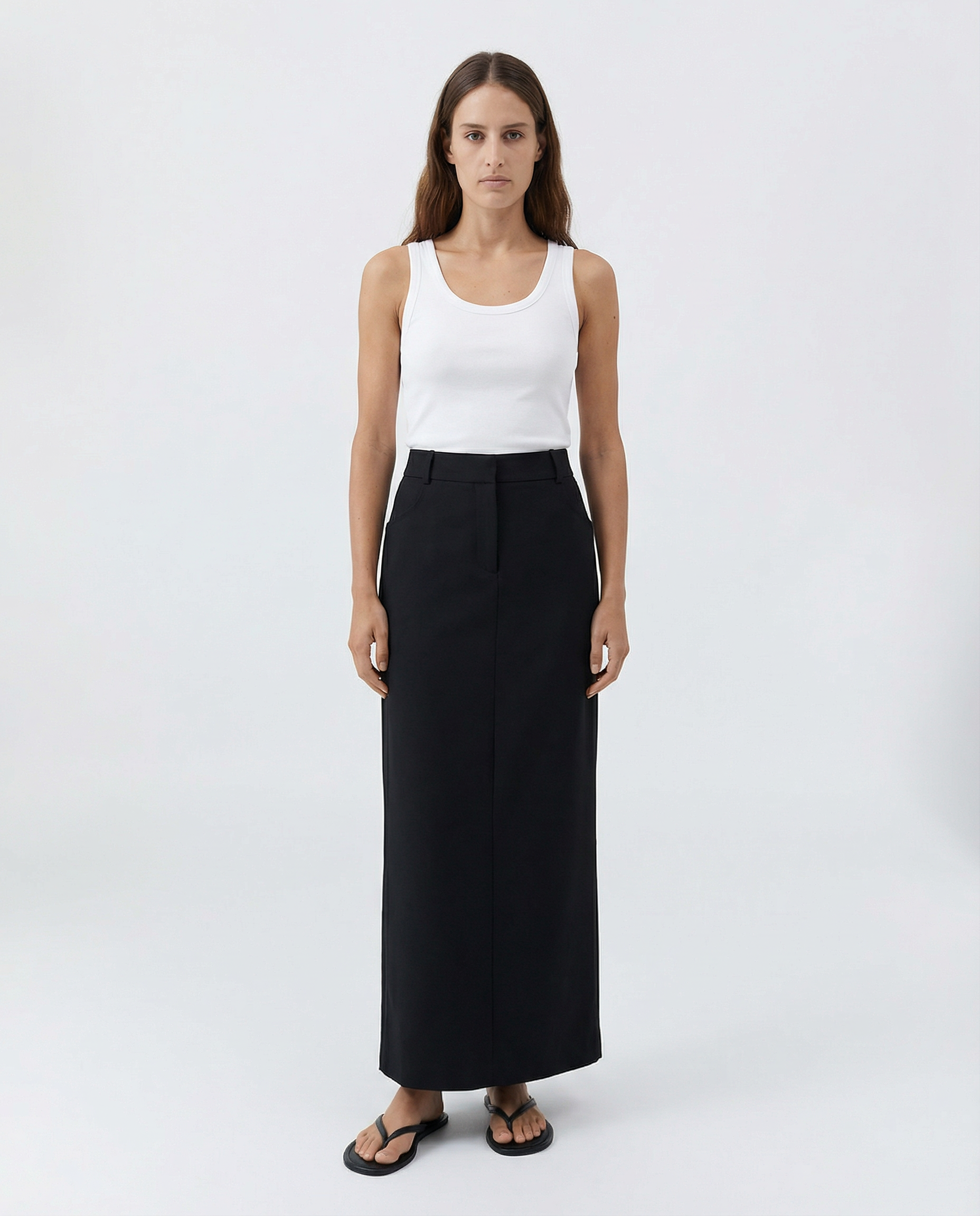 Emma Wool Silk Black Maxi Skirt