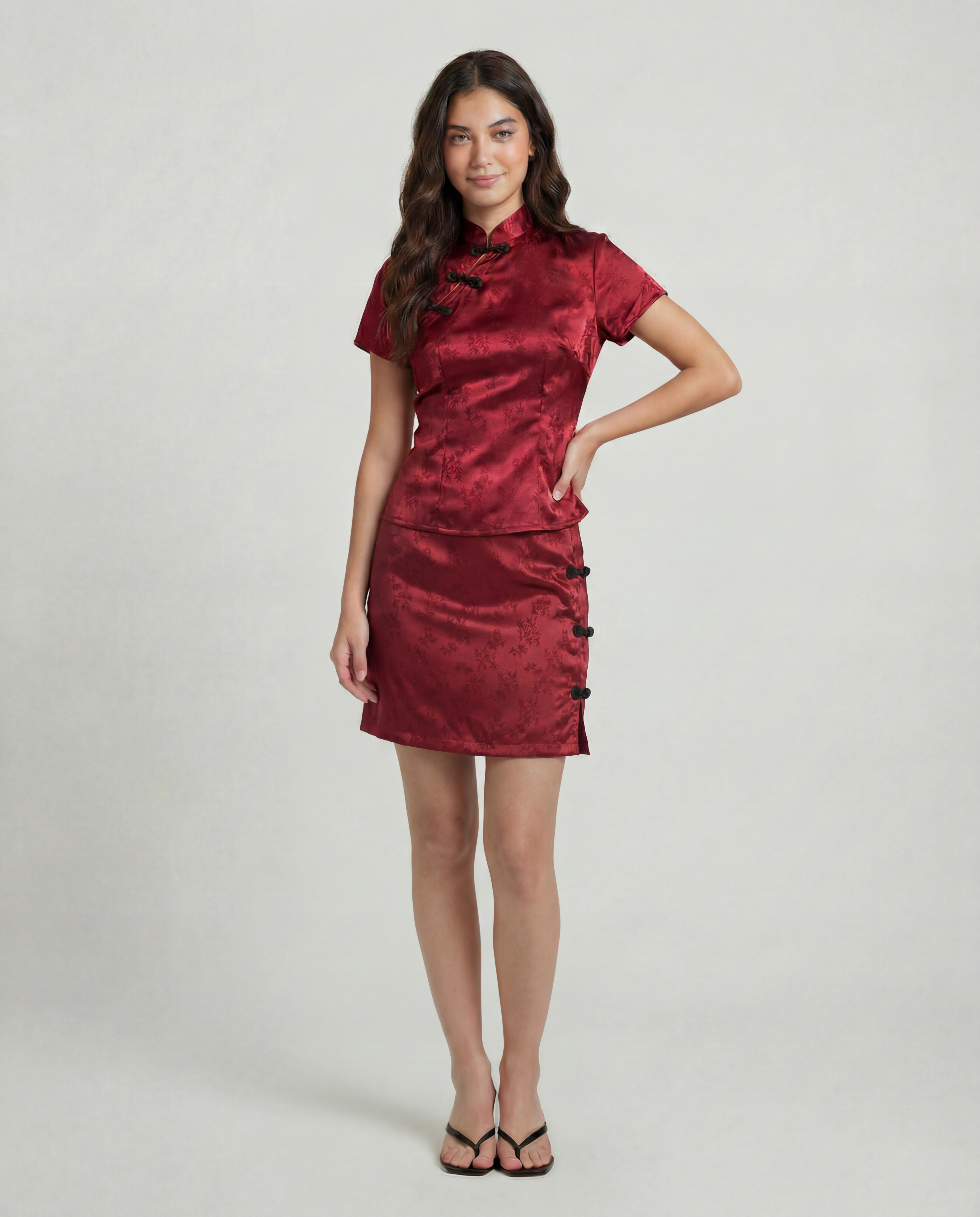 Crimson Red Bamboo Mini Skirt