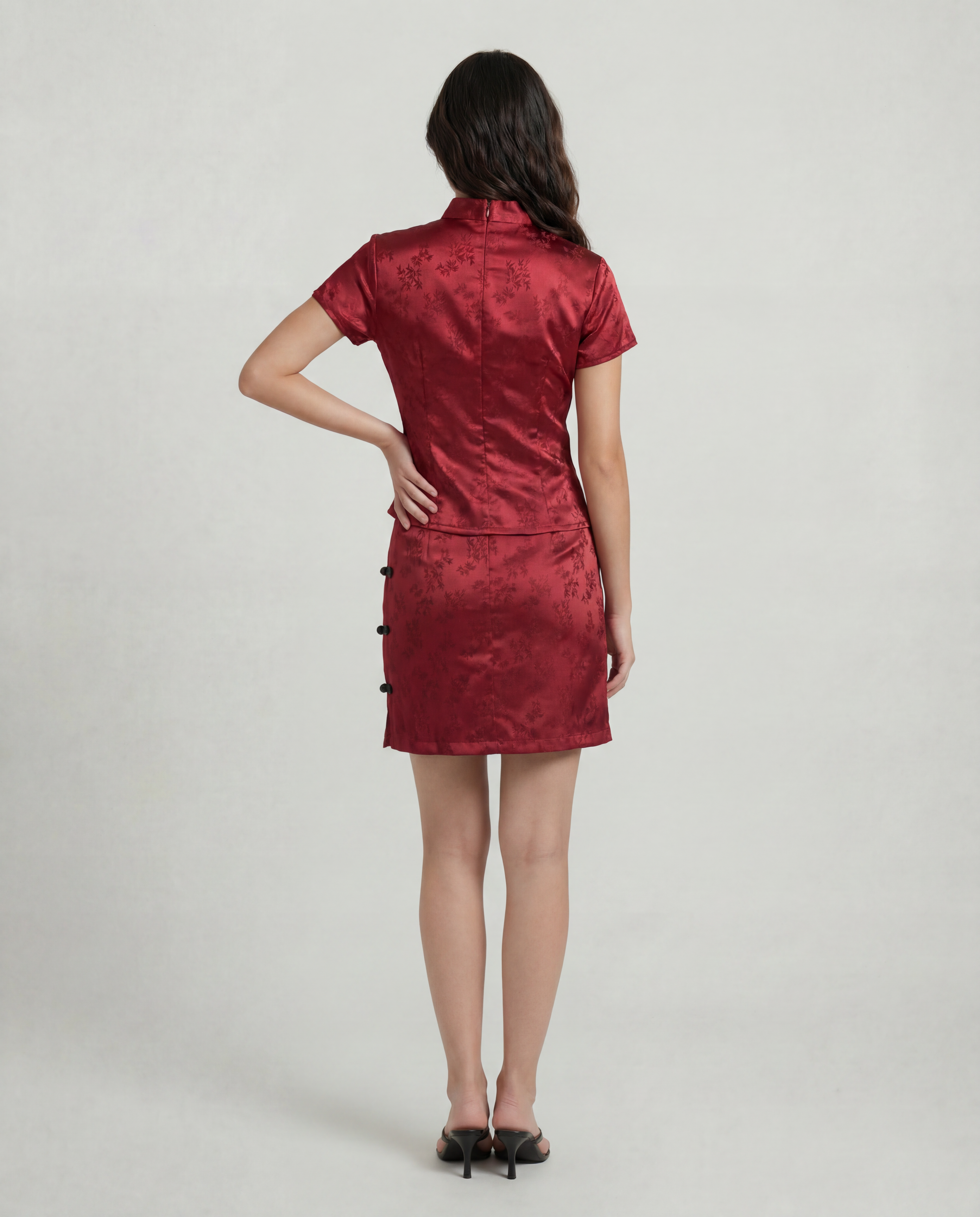 Crimson Red Bamboo Mini Skirt