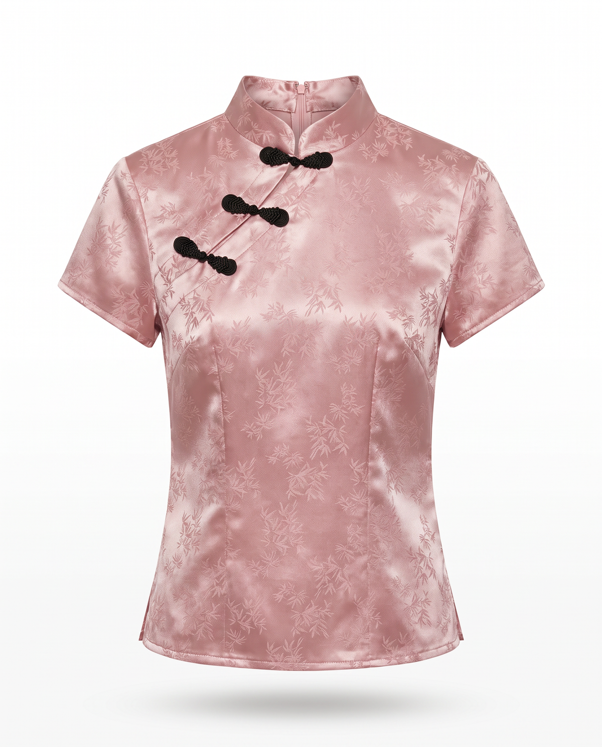 Pearl Pink Bamboo Mandarin Collar Top