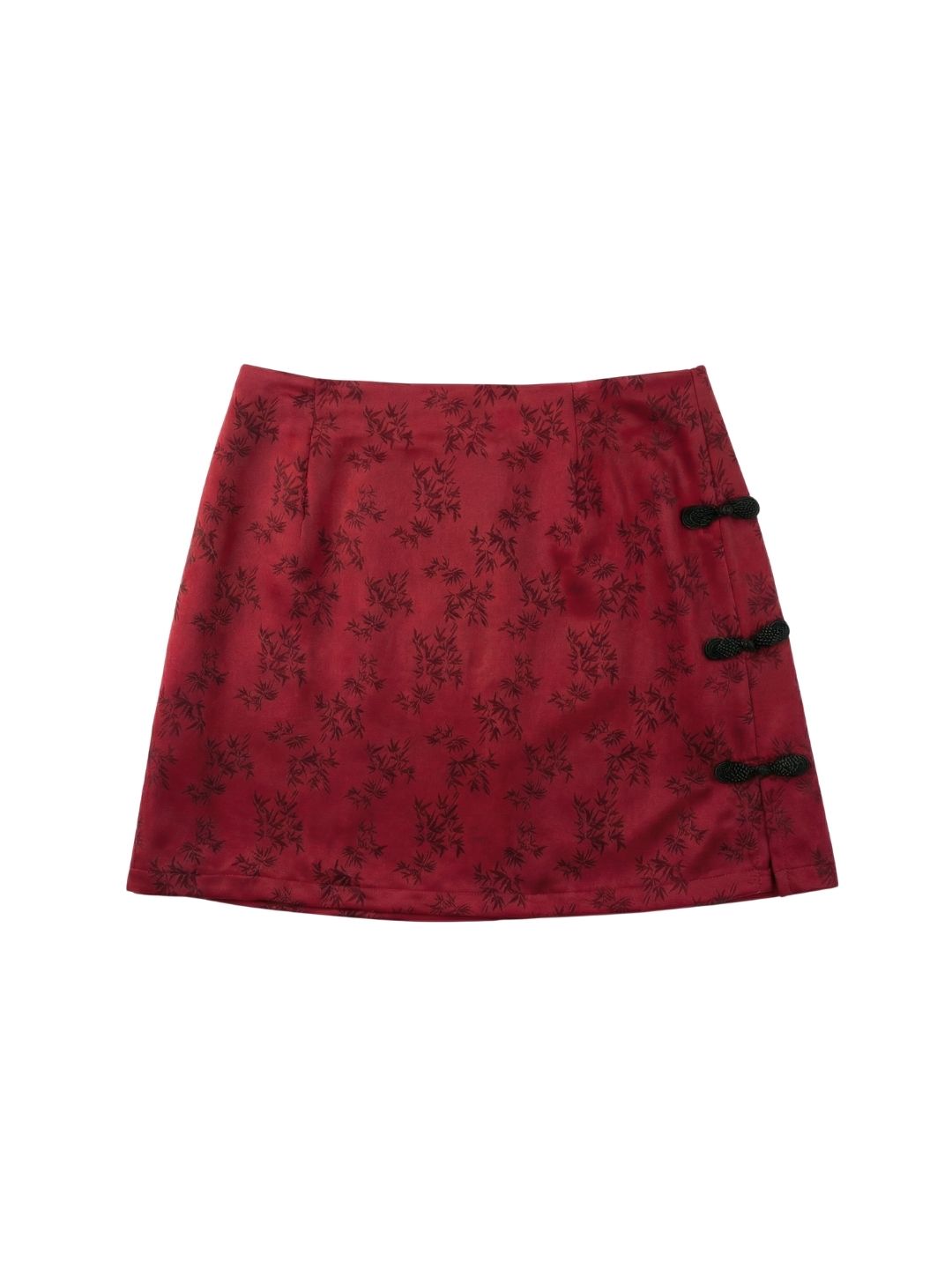 Crimson Red Bamboo Mini Skirt