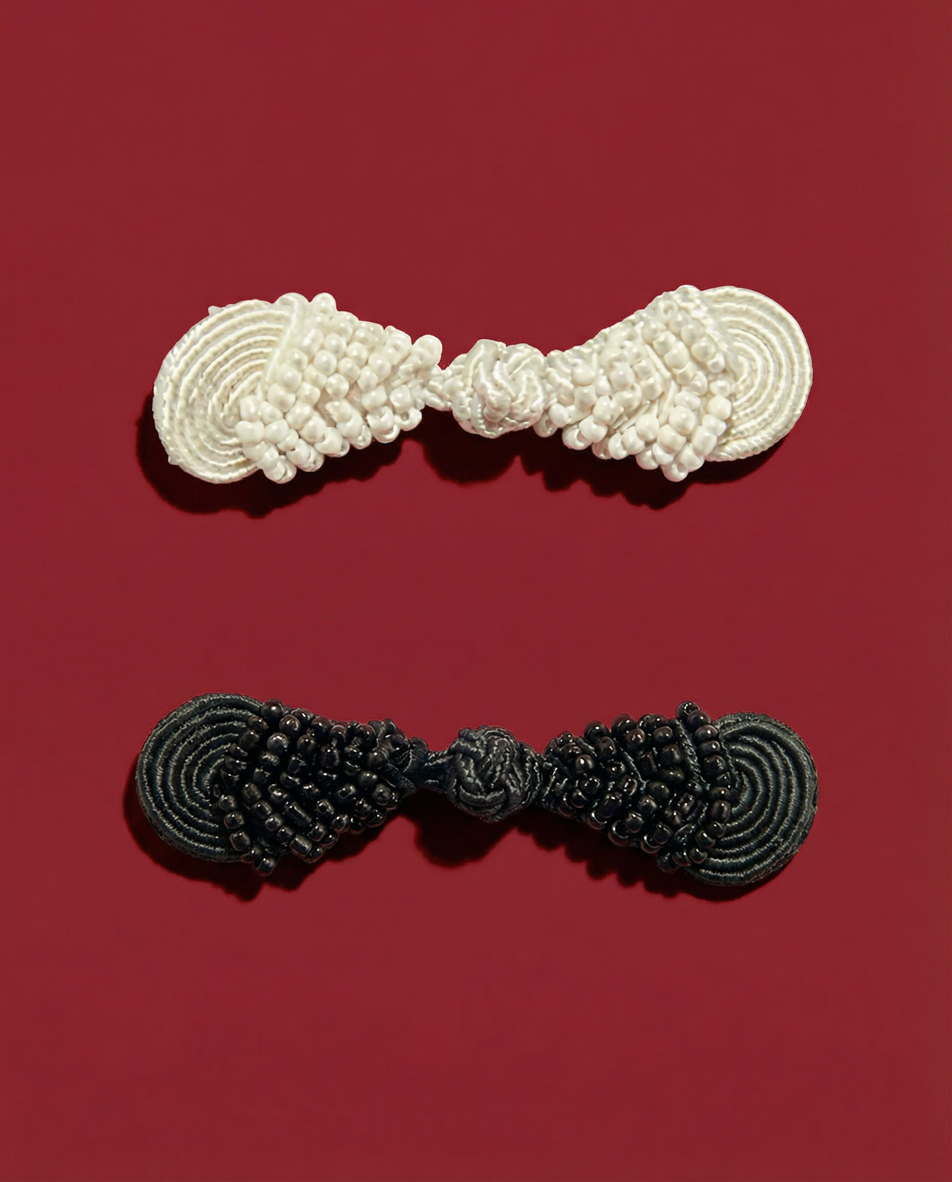Pipa knot button detail on a RIIDE piece